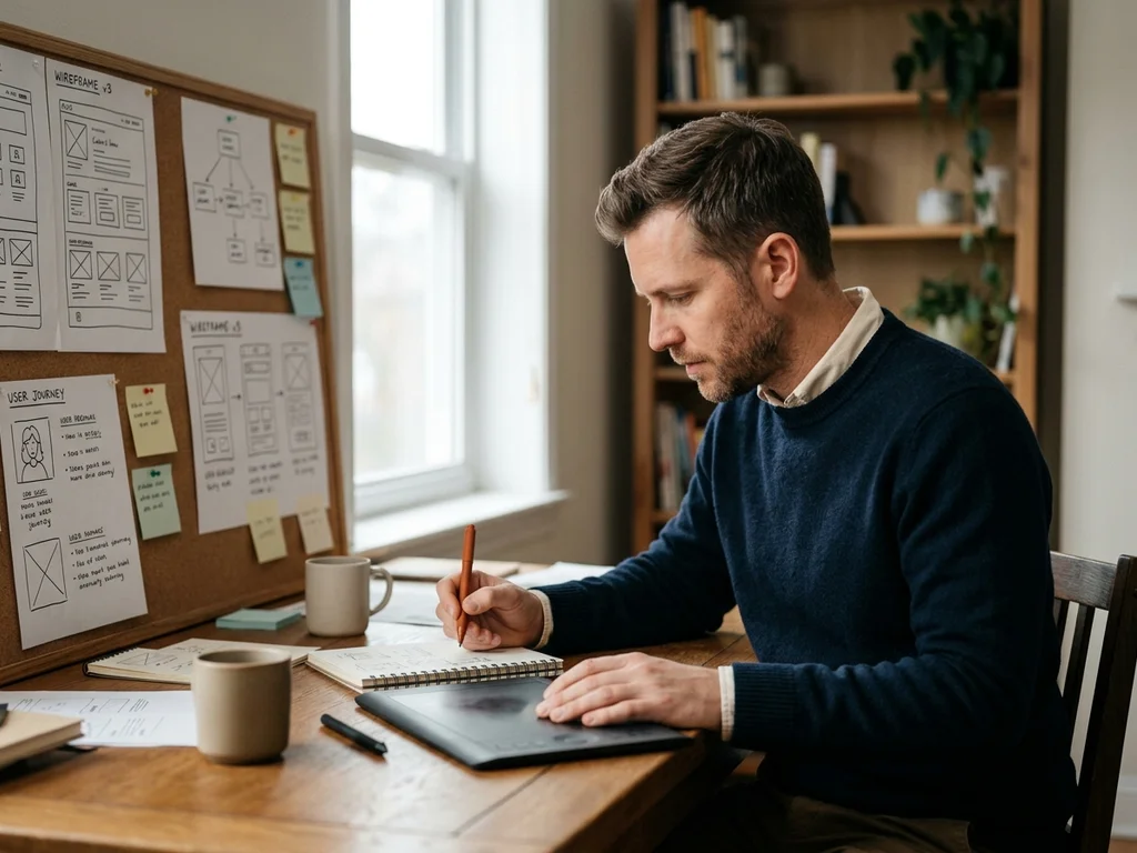 Portrait de Nicolas, designer UX de l'agence, travaillant sur l'optimisation des parcours de conversion.